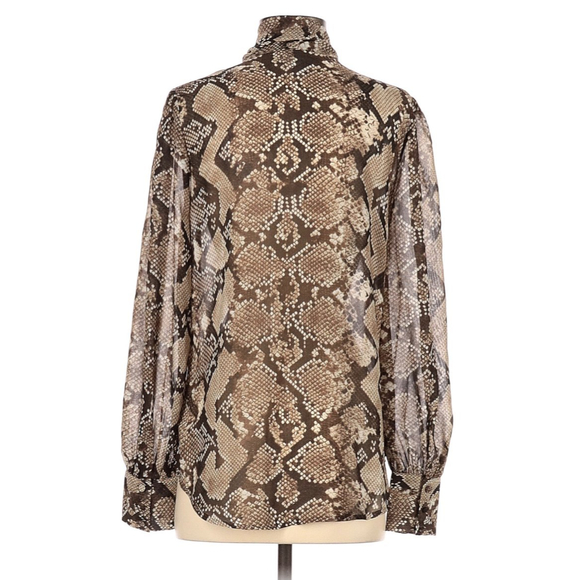 ALTUZARRA Python Print Georgette Bow Blouse - Picture 3 of 9